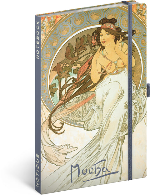Notes Alfons Mucha – Hudba, linkovaný, 13 × 21 cm