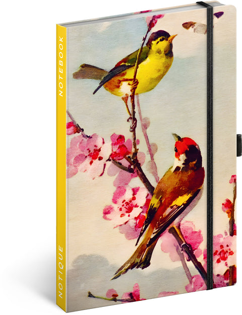 Notes Ptáčci – sakura Kateřiny Winterové, linkovaný, 13 x 21 cm
