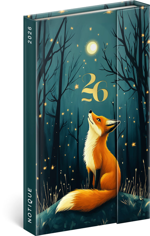 Týdenní magnetický diář Liška 2026, 13 x 21 cm