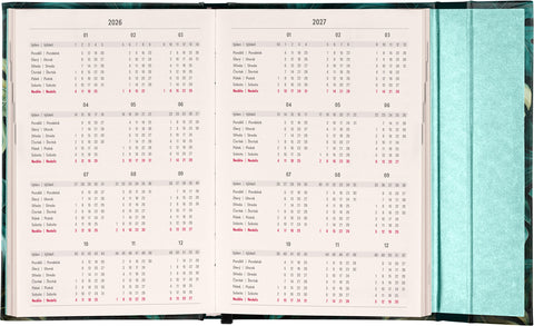 Týdenní magnetický diář Monstera 2026, 11 x 16 cm