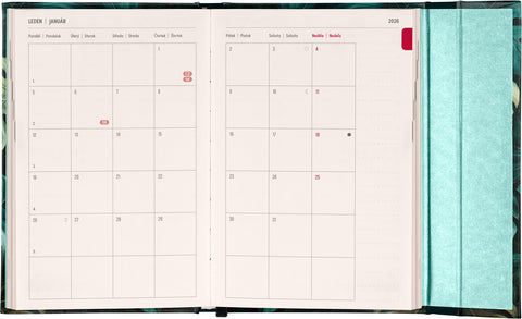 Týdenní magnetický diář Monstera 2026, 11 x 16 cm