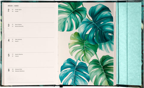 Týdenní magnetický diář Monstera 2026, 11 x 16 cm