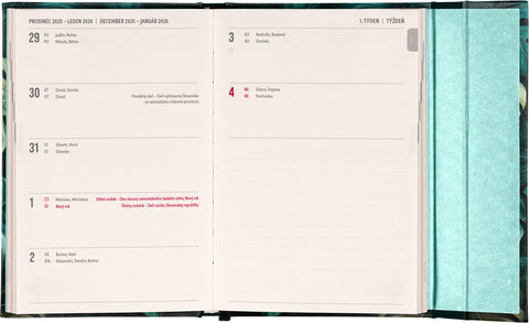 Týdenní magnetický diář Monstera 2026, 11 x 16 cm