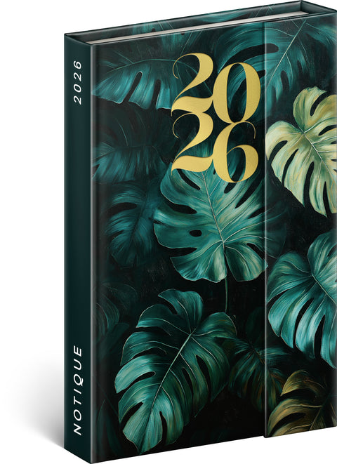 Týdenní magnetický diář Monstera 2026, 11 x 16 cm
