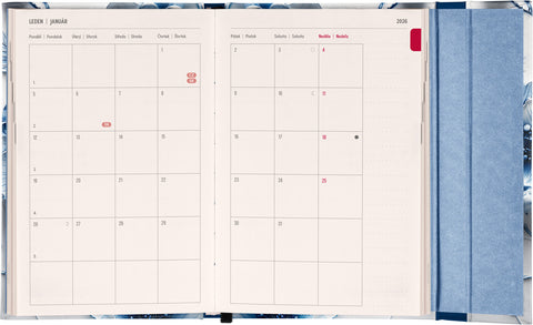 Týdenní magnetický diář Porcelánový květ 2026, 11 x 16 cm