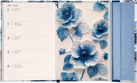Týdenní magnetický diář Porcelánový květ 2026, 11 x 16 cm