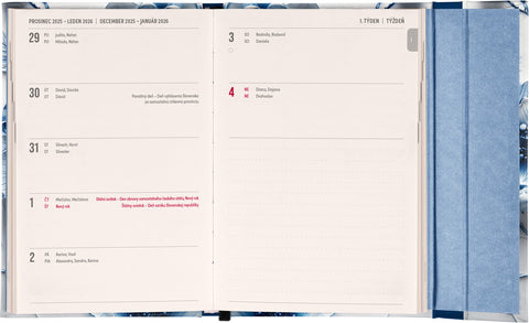 Týdenní magnetický diář Porcelánový květ 2026, 11 x 16 cm