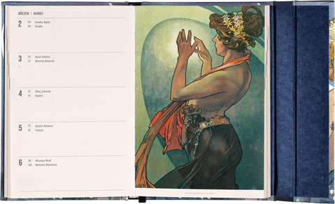 Týdenní magnetický diář Alfons Mucha 2026, 11 x 16 cm