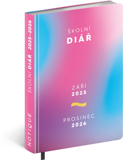 Školní diář Růžový (září 2025 – prosinec 2026), 9,8 x 14,5 cm