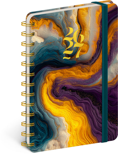 Spirálový 18měsíční diář Petito – Barevný achát 2026/2027, 13 x 18 cm