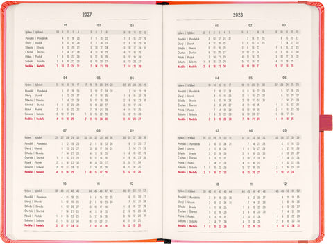Planbook diář/notes Korál 2027, 13 x 21 cm