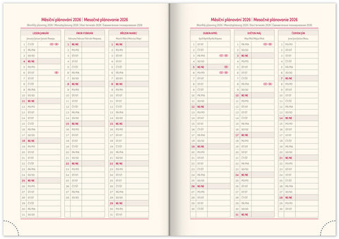 Denní diář Essenza 2026, oříšek, 15 x 21 cm