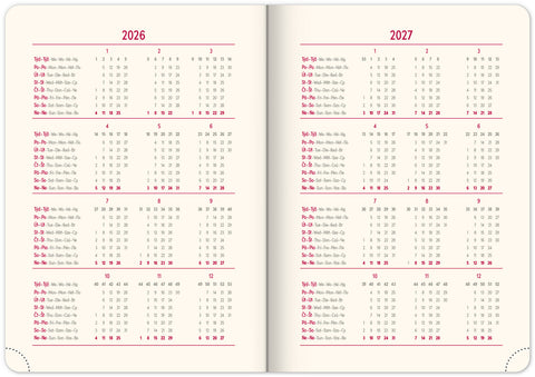 Denní diář Twill 2026, modro-zlatý, 15 x 21 cm