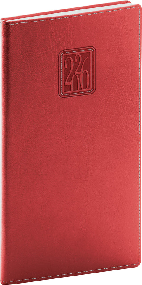 Kapesní diář Panama 2026, červený, 9 x 15,5 cm