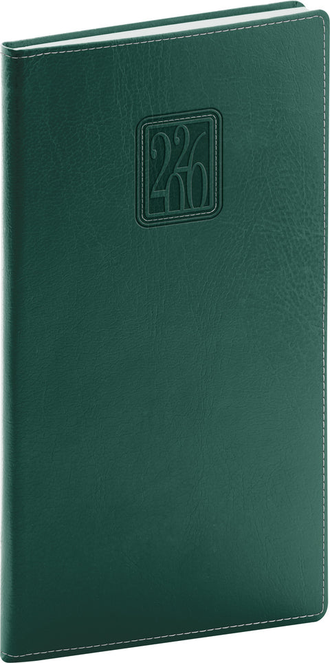 Kapesní diář Panama 2026, zelený, 9 x 15,5 cm