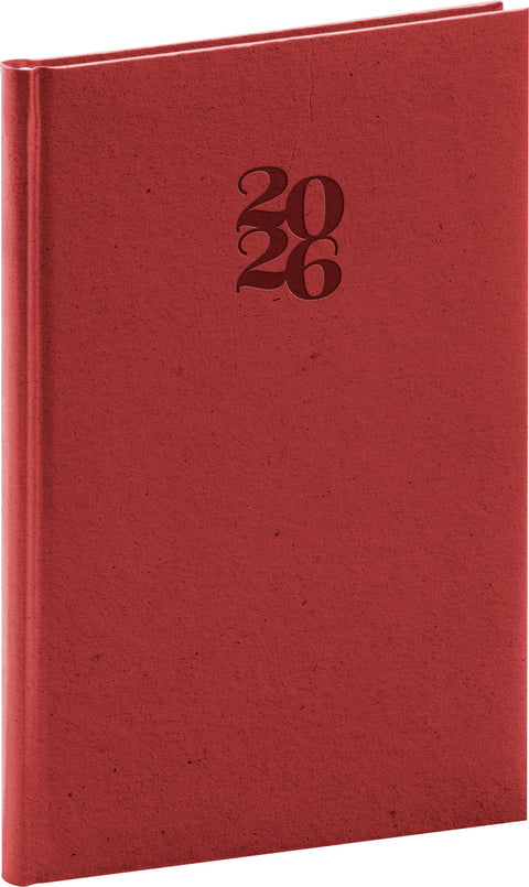Týdenní diář Essenza 2026, třešeň, 15 x 21 cm