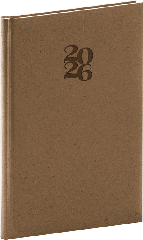 Týdenní diář Essenza 2026, oříšek, 15 x 21 cm