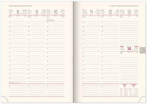 Týdenní diář Rivoli 2026, růžový, 15 x 21 cm