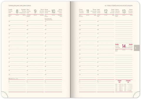 Týdenní diář Twill 2026, černo-zlatý, 15 x 21 cm