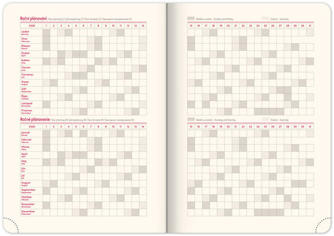 Týdenní diář Twill 2026, modro-zlatý, 15 x 21 cm