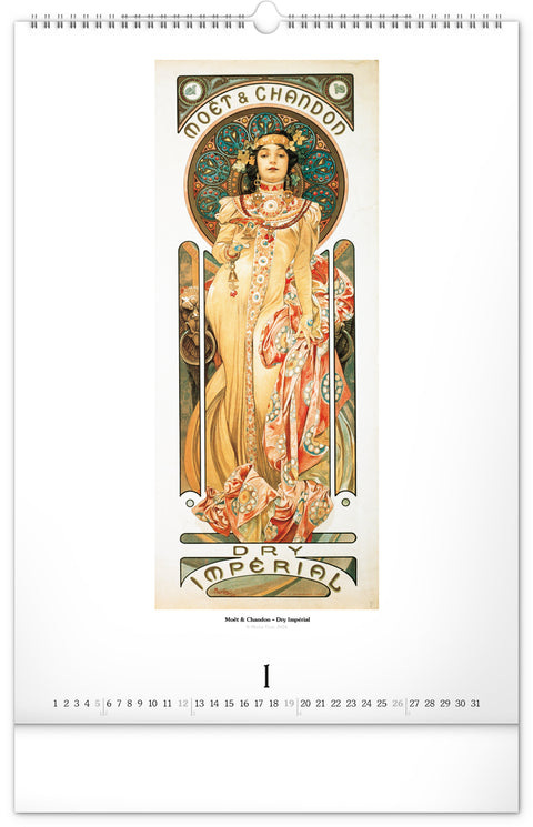 Nástěnný kalendář Alfons Mucha 2025, 33 × 46 cm