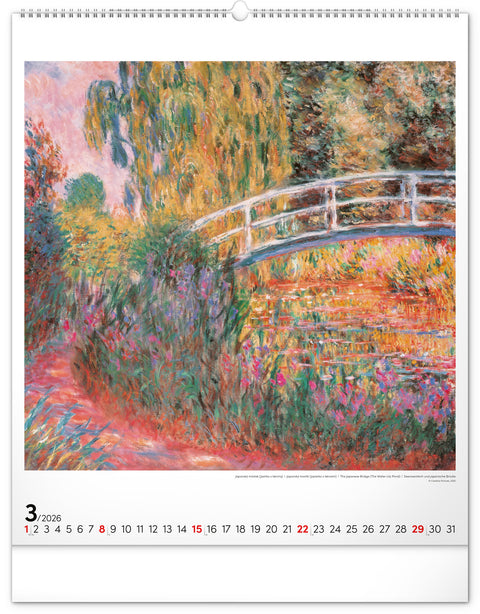 Nástěnný kalendář Claude Monet 2026, 48 x 56 cm