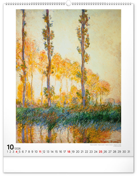 Nástěnný kalendář Claude Monet 2026, 48 x 56 cm