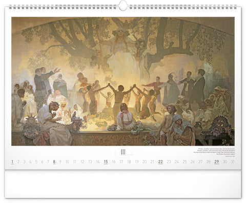 Nástěnný kalendář Slovanská epopej – Alfons Mucha 2026, 48 x 33 cm