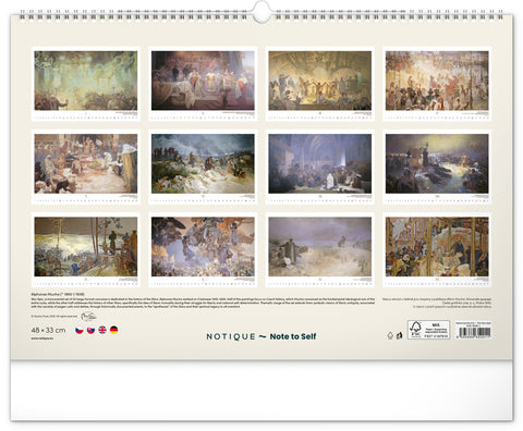 Nástěnný kalendář Slovanská epopej – Alfons Mucha 2026, 48 x 33 cm