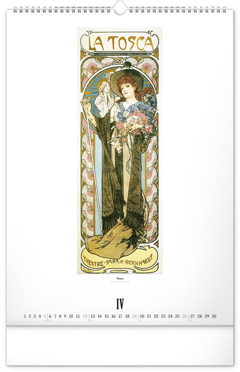 Nástěnný kalendář Alfons Mucha 2026, 33 x 46 cm