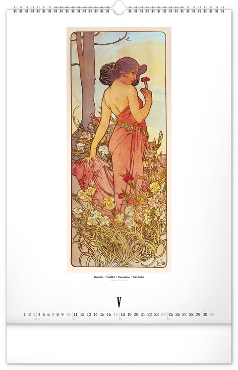Nástěnný kalendář Alfons Mucha 2026, 33 x 46 cm