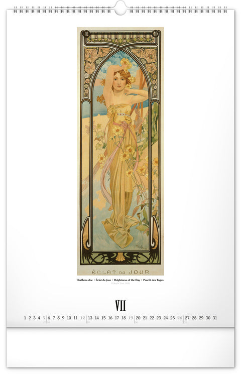 Nástěnný kalendář Alfons Mucha 2026, 33 x 46 cm
