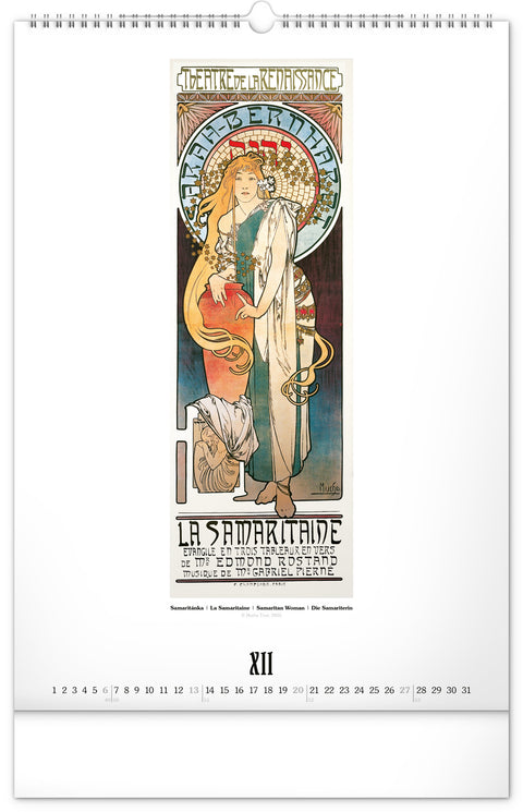 Nástěnný kalendář Alfons Mucha 2026, 33 x 46 cm