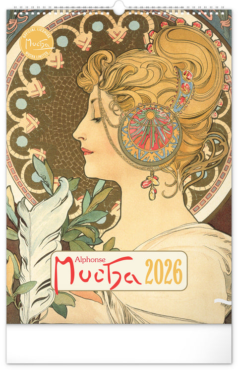 Nástěnný kalendář Alfons Mucha 2026, 33 x 46 cm