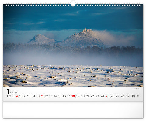 Nástěnný kalendář Panoramata Česka 2026, 48 x 33 cm