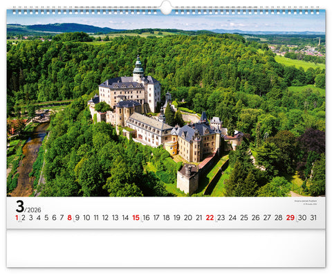 Nástěnný kalendář Panoramata Česka 2026, 48 x 33 cm