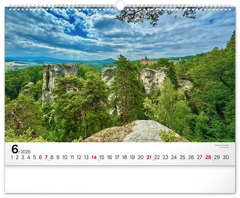 Nástěnný kalendář Panoramata Česka 2026, 48 x 33 cm