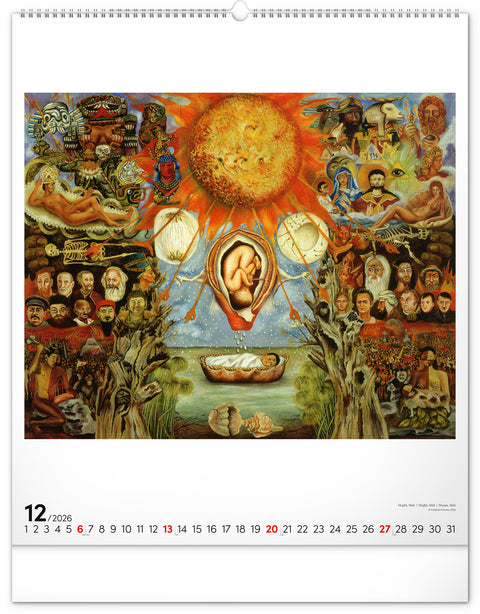 Nástěnný kalendář Frida Kahlo 2026, 48 x 56 cm