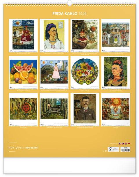 Nástěnný kalendář Frida Kahlo 2026, 48 x 56 cm