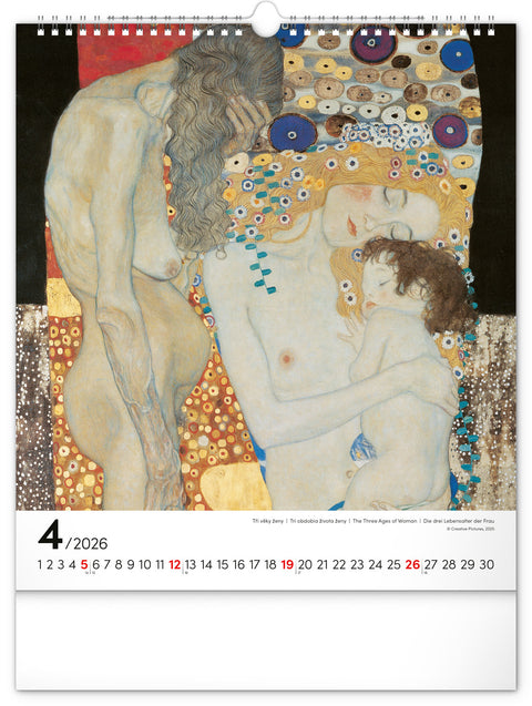 Nástěnný kalendář Gustav Klimt 2026, 30 x 34 cm