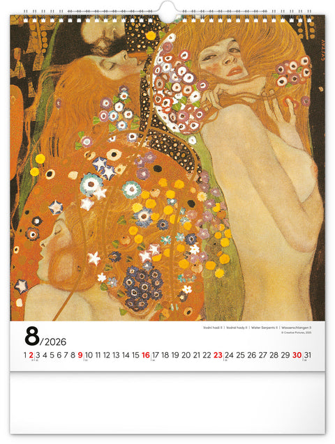 Nástěnný kalendář Gustav Klimt 2026, 30 x 34 cm
