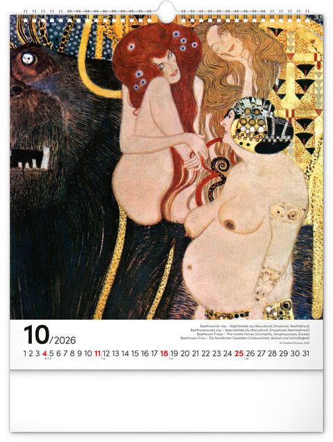 Nástěnný kalendář Gustav Klimt 2026, 30 x 34 cm