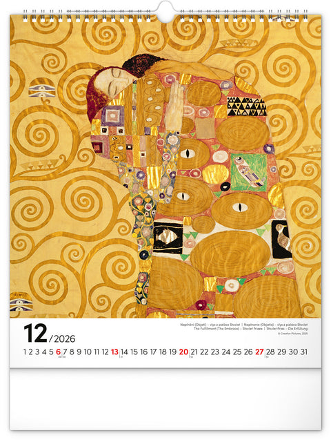 Nástěnný kalendář Gustav Klimt 2026, 30 x 34 cm