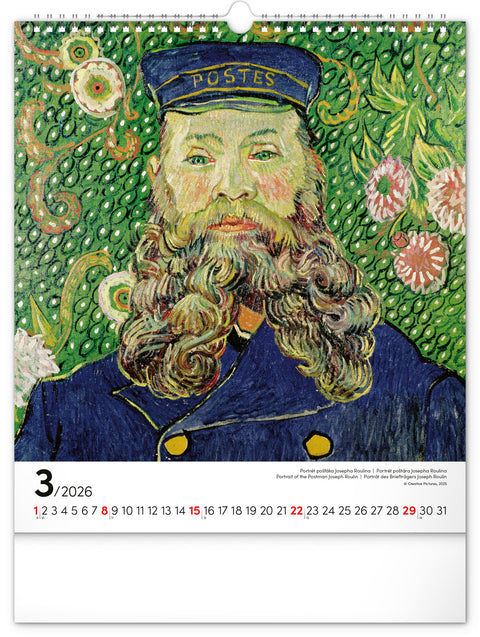Nástěnný kalendář Vincent van Gogh 2026, 30 x 34 cm