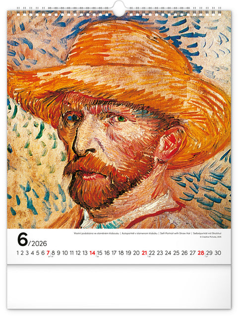 Nástěnný kalendář Vincent van Gogh 2026, 30 x 34 cm