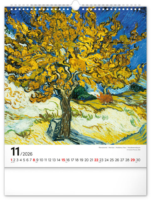 Nástěnný kalendář Vincent van Gogh 2026, 30 x 34 cm