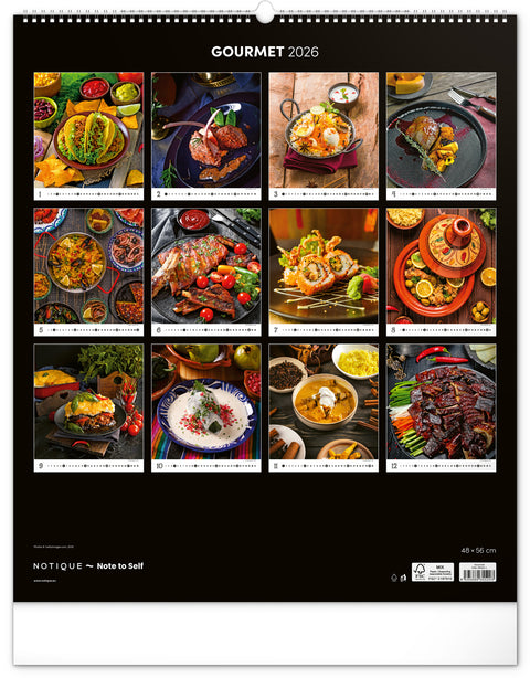 Nástěnný kalendář Gourmet 2026, 48 x 56 cm