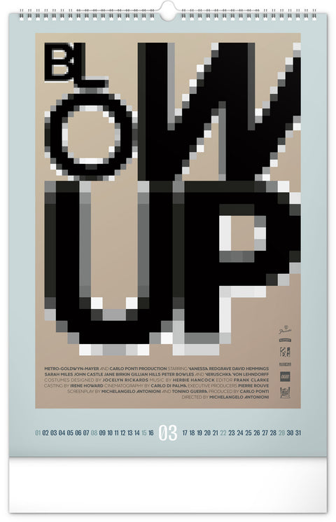 Nástěnný kalendář Alternative Movie Posters 2026, 33 x 46 cm