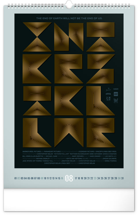 Nástěnný kalendář Alternative Movie Posters 2026, 33 x 46 cm