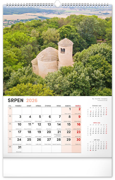 Nástěnný kalendář Má vlast 2026, 33 x 46 cm